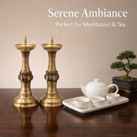 Brass Lotus Candle Holder, Chinese Style