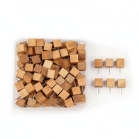 Natural Wood Pushpin Kit Multi-Purpose Decorative Map Tacks With Storage Box