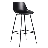 Modern Minimalist Plastic Bar Stool with Backrest and Metal Frame