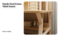 Study Table Desk with Bookshelf Computer Desk Hutch Multi-level Shelving Sturdy Steel Frame Ergonomic Workspace Suitable for Students Kids Bedroom Home Office