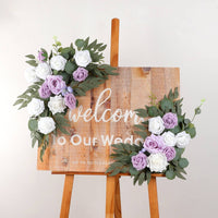 2 Pieces Wedding Arch Flower Swag Reusable Wedding Arch Flower Decoration Realistic Look Welcome Sign Floral Decoration for Outdoor, Bridal Shower