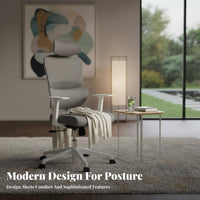 Adjustable Ergonomic rotating Chair spineing Ergonomic Mesh Chair with Headrest Flip-up Arms Retractable Footrest for players