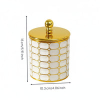 Gold Trim Canister Multi-Functional Round Decorative Container Lightweight Lidded Storage Jar for Office Desk