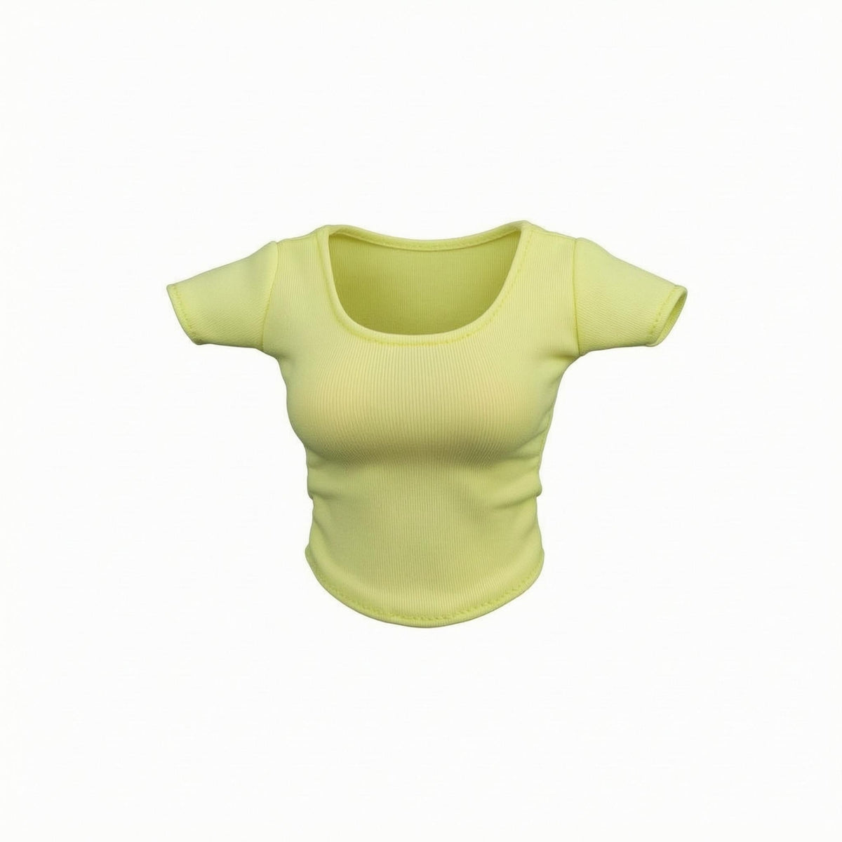 Stretchy Women's Figure T-Shirt Short Sleeve Female Action Figure Shirt Curved Hem Fitted Doll Top Visible Stitching