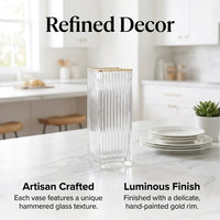 Gold Rimmed Glass Vase, Modern Minimalist Style
