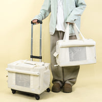 Double-Decker Pet Carrier Trolley Bag for Two Cats, Large Space