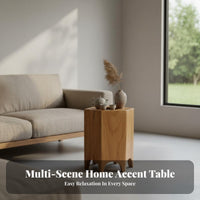 Hexagonal Wood Block Table Japanese Minimalist Design Stool No Assembly Required Multifunctional for Interior Designers, Adults