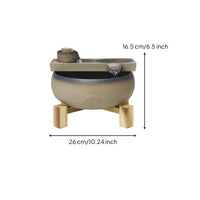 Ceramic Fountain with Wooden Stand Zen Ceramic Tabletop Fountain Quiet for Desk