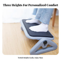 6-Position Height Adjustable Footrest Textured Surface Cushioned Footrest Rectangular Top Under Desk Foot Rest for Office