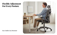 Adjustable Support Ergonomic Mesh Chair with Headrest Breathable Backrest Reclining High-Back Roller 360° Swivel Computer Seating Retractable Footrest for Students, Telecommute Workers, Gamers, Studying, Study Room, Gaming, Relaxing