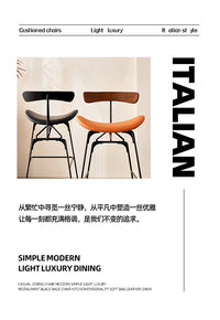 Nordic Luxury Bar Stool with Iron Backrest