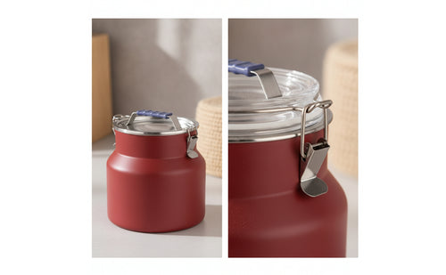 Sealed Storage Canister Stainless Steel Canister with Clasping Lid dampnessResistant Airtight Food Storage Container for Tea Lovers, Pet Owners