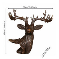 Deer Head Sculpture Antique Finish Table Ornament Craftsmanship Home Decor