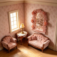 Floral Window Dollhouse Decor Realistic Intricacy 1:12 Scale Window Frame Ornate