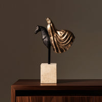 Horse Sculpture Abstract Sculpture with Stone Base Resin for Office, Homeowners
