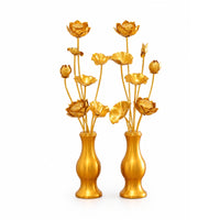 Artificial Lotus Flowers with Vase Gilded Decor Long-Lasting for Altar