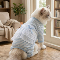 Cat Recovery Suit with Four-Legged Style, Cuttable Belly Wrap Suit for Kitten Recovery, Anti-Licking Fasteners for Common Spring Outdoor Use