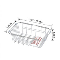 Extendable Dish Rack and Kitchen Sink Rack, Stainless Steel Sink Organiser and Bowl Rack, Space Saving In-Sink Design for Apartment Kitchens