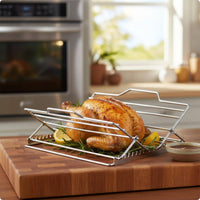 Adjustable Chicken Rack Rust-Resistant Stainless Steel Fowl Holder for Oven