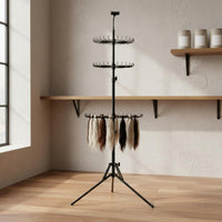 56 Hooks Hair Extension Tripod Stand Multi-Functional Standing Braiding Hair Rack Adjustable Height Floor Standing Hairpiece Holder Easy Assembly for Braiders
