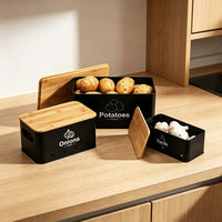 Modern Simple Style Metal Vegetable Storage Box Set for Kitchen, Breathable for Potatoes, Onions, Garlic