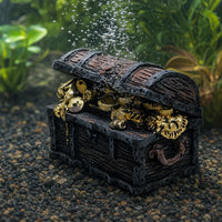Aquarium Treasure Chest Diver Aerating Ornament Fish Tank Decoration