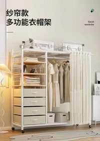 衣柜家用卧室简易衣橱出租房用结实耐用收纳柜经济型组装金属衣柜