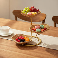 3 Tier Fruit Basket with Metal Stand Shallow Trays Home Organizer Decorative