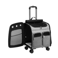 Cat Rolling Carrier Portable Pet Backpack with Wheels Breathable Pet Trolley Bag for Animal Health Visits
