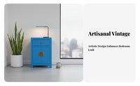 Distressed cream 2-Drawer End Table Modern Chinese Design Nightstand Handmade Fully Assembled for Adults, Office