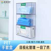 一次性手套收纳盒口罩帽子鞋套湿巾透明挂墙壁挂医院6S管理收纳盒.