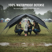 Outdoor Silver-Coated Black Sunshade Rainproof Triangle Tarp for Camping and Beach