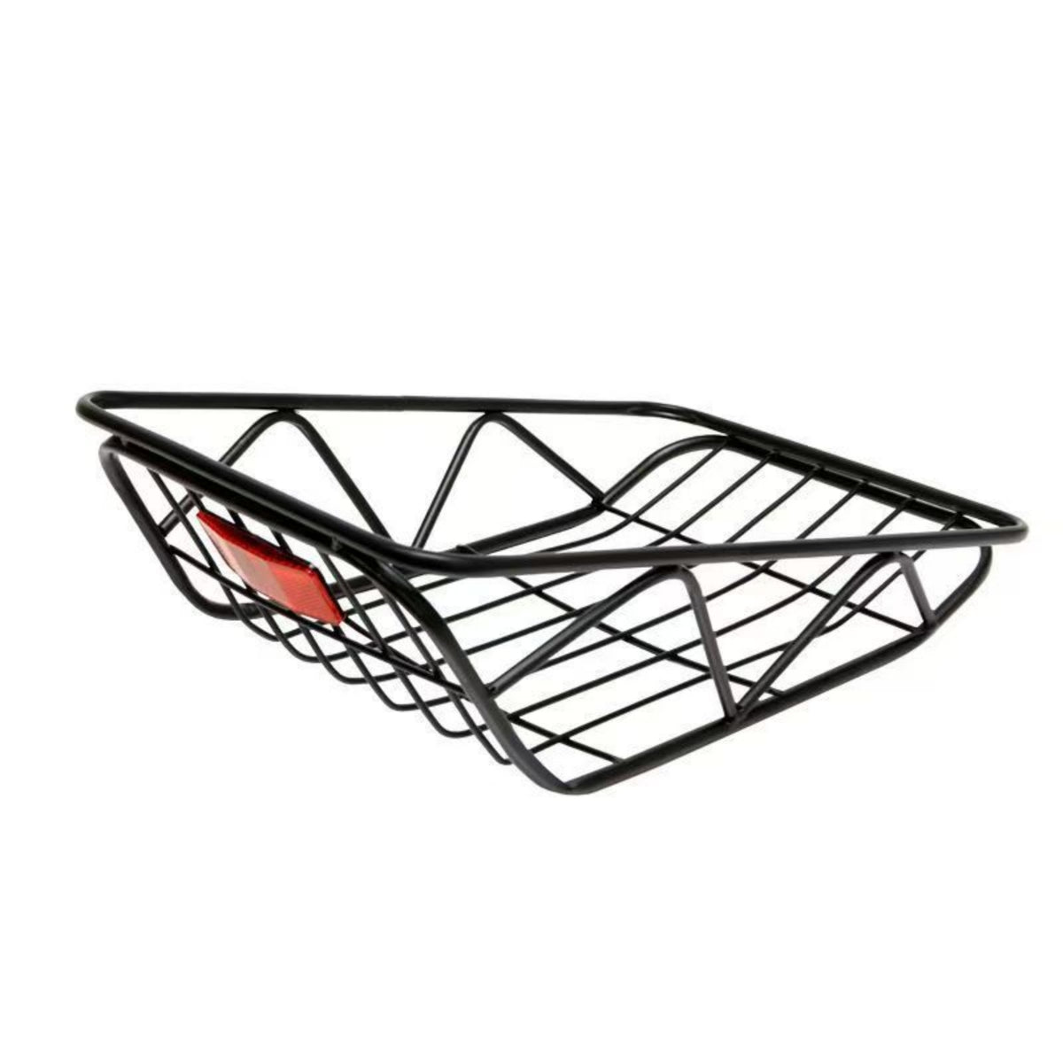 Sturdy Rear Bike Basket Black Cycle Rear Basket Metal Cargo Carrier Sloped for Commuters, Students, Commuting, Errands