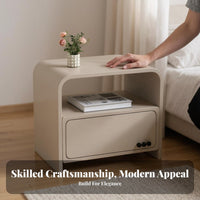 Small Storage Stand with Drawer and Shelf Curved Edges for Homeowners, Students