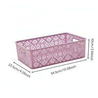 Decorative Storage Box Versatile Hollow Storage Basket Stackable Lace Pattern Organizer Bin for Desktop, Washroom, Living Room