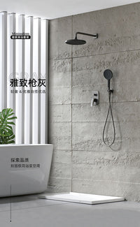 Light Luxury Copper Wall-Mounted Shower Set with Rain Showerhead