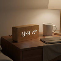 Wooden Digital Alarm USB-Powered Clock Memory Function for Desk
