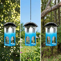 Hummingbird Feeder Hanging Feeder with 4 Ports, Metal Multi-Tiered Roof Bird Feeding Station, Garden Decor Feeder Feeding for Patio and Balcony