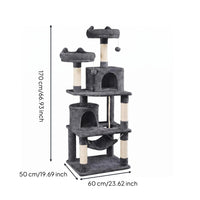 Cat Activity Center Scratching Post Cozy Caves Feline Retreat Tree Hammock Animal Furniture for Home