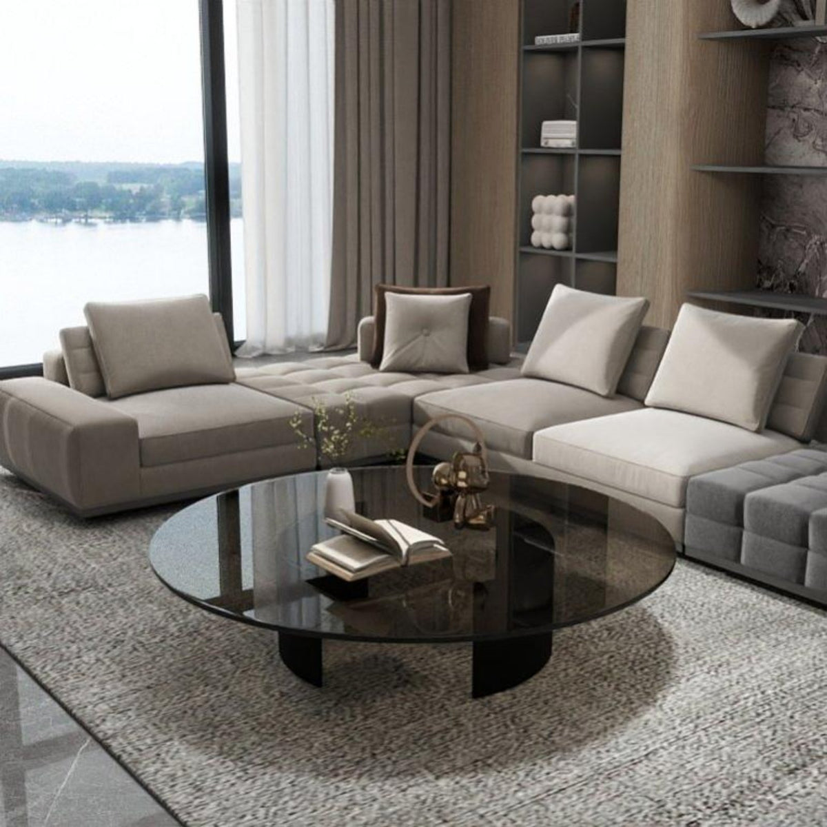 2-Tier circular table Modern design Living Room Furniture Minimalist Aesthetic Sturdy and Stable for Interior Designers