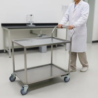 Anti-Static Laboratory Instrument Trolley High Load Capacity 2-Tier Stainless Steel Trolley Quiet Casters Heavy Duty Tool Trolley Long-Lasting for Workshop, Warehouse, Kitchen