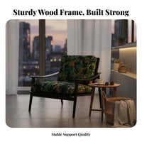 Striped Wooden Armchair Black and Light Stripes Striped Upholstered Armchair Retro Design Mid-Century Aestheticera Modern