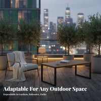 4-Person Slatted Table and Chair Combo Easy to Clean Patio Dining Set Umbrella Hole Included Stackable Chairs for Adults, Garden