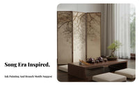 Song era Aesthetic Folding Panel Screen Chinese design Design 4-Panel Room separater Artistic Decoration Household Furnishing unrestrictedstanding for Interior Designers, Office Workers, Study, Bedroom, Studio Apartment, Restaurant