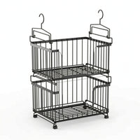 Under Shelf Basket with Hooks Sturdy Hanging Organizer with Hooks Sturdy