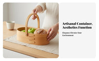 Handled Wood Chip Basket Japanese carrying design Tote With Carrying Handle