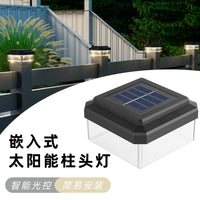 Solar Powered Pillar Light for Garden Villa, Wall Mount, with Light Sensor