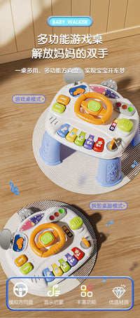 Multifunctional Steering Wheel Game Table with Electronic Keyboard for Early Learning
