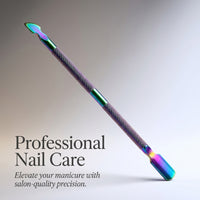 Cuticle Pusher for Manicure and Pedicure, Double-Sided Stainless Steel Metal, Professional Grade Nail Adults with Beveled Edges