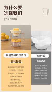可旋转带把手酸奶过滤器自制希腊奶酪过滤乳清冷萃滤网沥干分离器